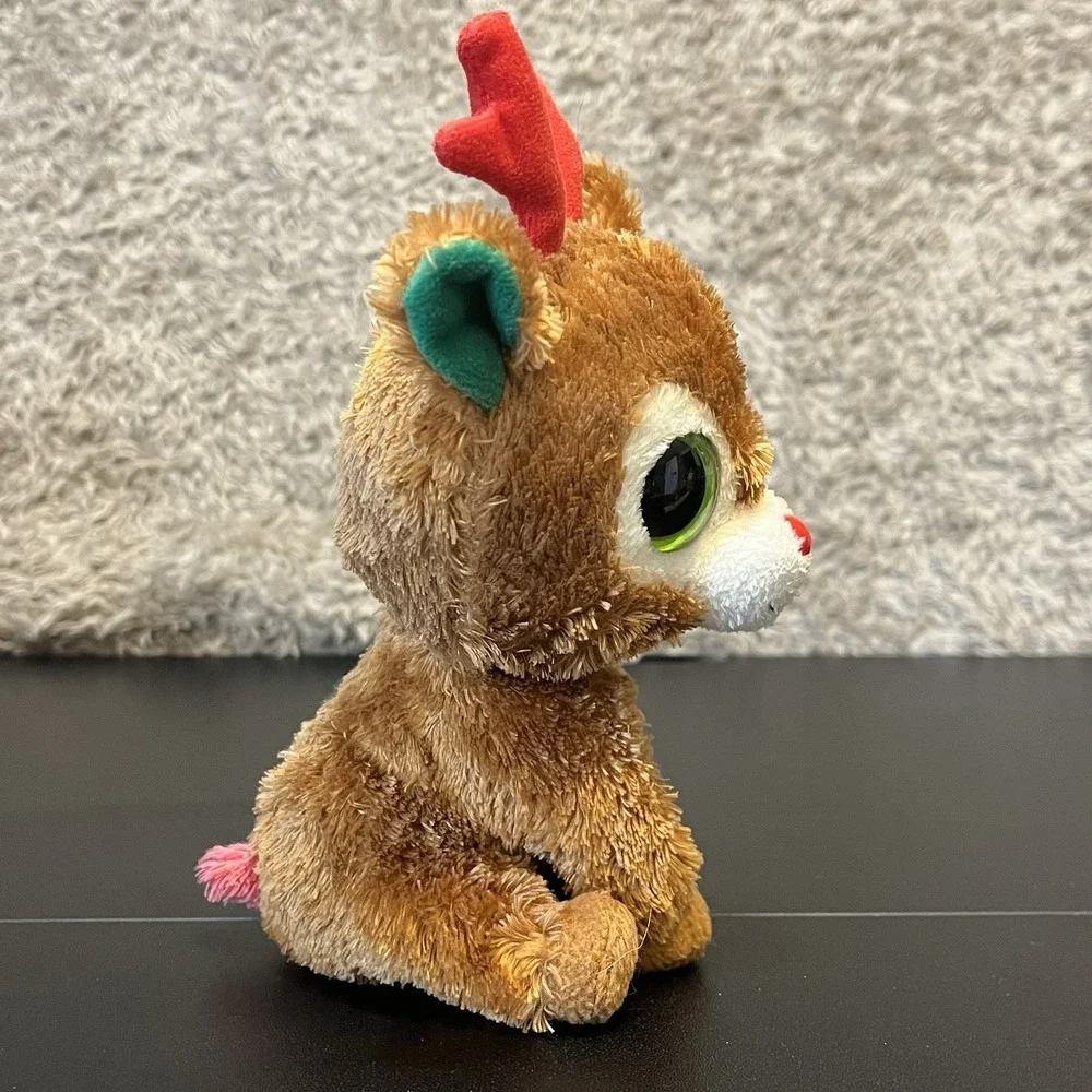 Ty Beanie Boos COMET THE REINDEER Solid Eyes 6